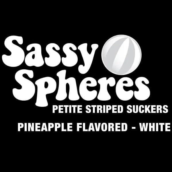 YumJunkie Sassy Spheres Pineapple White Striped Ball Lollipops - Petite: 400-Piece Bag - Image 2