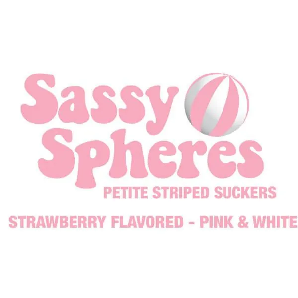 YumJunkie Sassy Spheres Strawberry Pink Striped Ball Lollipops - Petite: 400-Piece Bag - Image 2