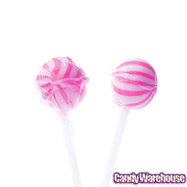 YumJunkie Sassy Spheres Strawberry Pink Striped Ball Lollipops - Petite: 400-Piece Bag - Image 3