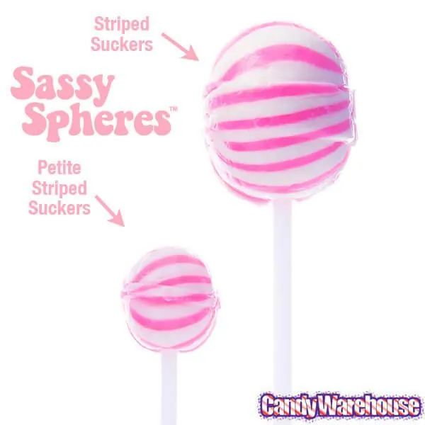YumJunkie Sassy Spheres Strawberry Pink Striped Ball Lollipops - Petite: 400-Piece Bag - Image 4