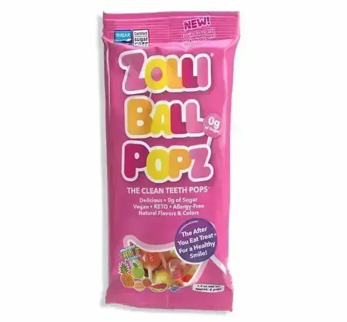 Zolli Ball Sugar Free Pops Mini Lollipops Peg Bags: 36-Piece Case