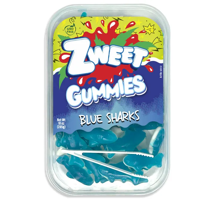 Zweet Blue Gummy Shark Tubs: 6-Piece Box